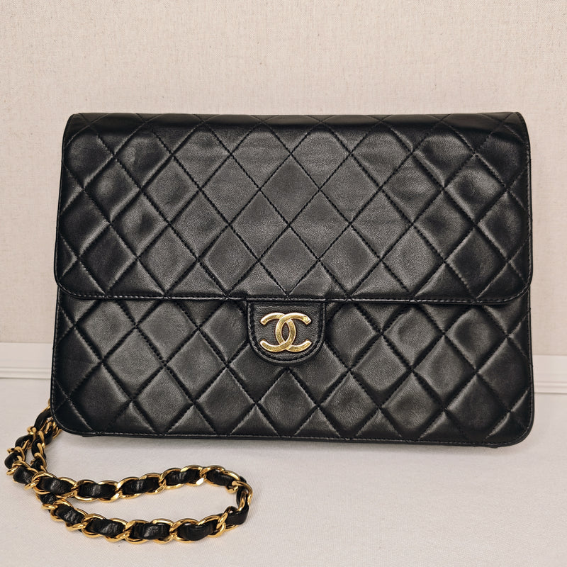 Chanel Lambskin Quilted Medium Single Flap Black Shoulder Bag, 1996-1997