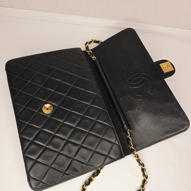 Chanel Lambskin Quilted Medium Single Flap Black Shoulder Bag, 1996-1997