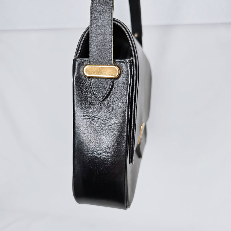 Christian Dior Adjustable Shoulder Strap Flap Bag Black