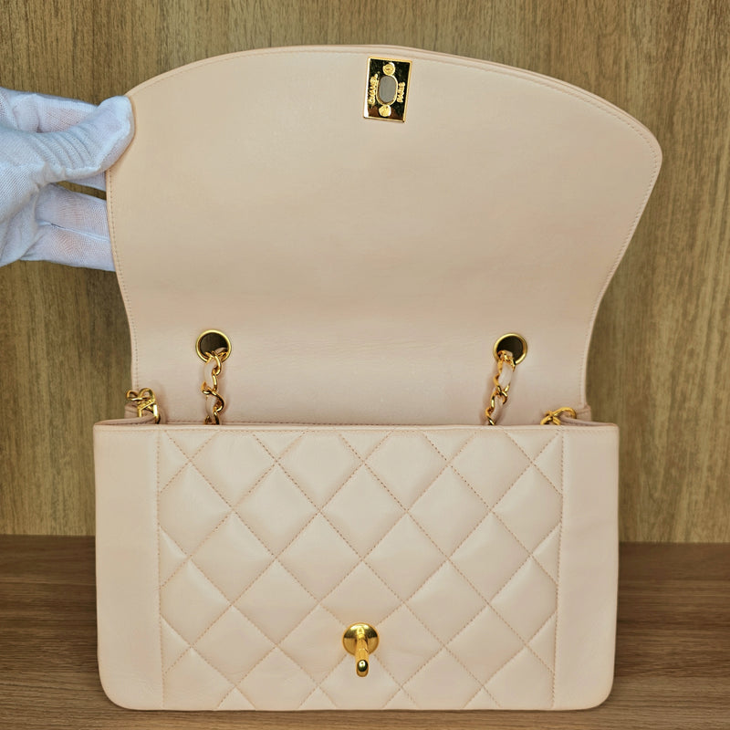 CHANEL Diana Medium Quilted Lambskin Light Pink Cherry Blossom Gold Hardware, 1994