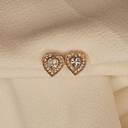 Dior Heart Clip-On Earrings, Gold Rhinestone