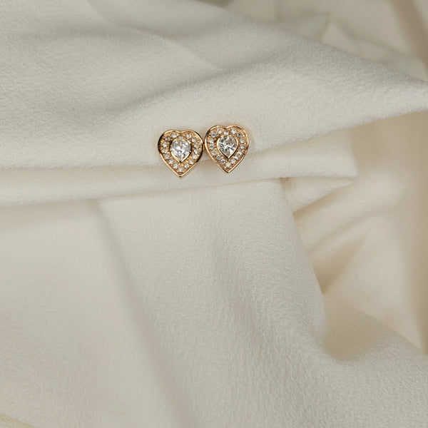 Dior Heart Clip-On Earrings, Gold Rhinestone