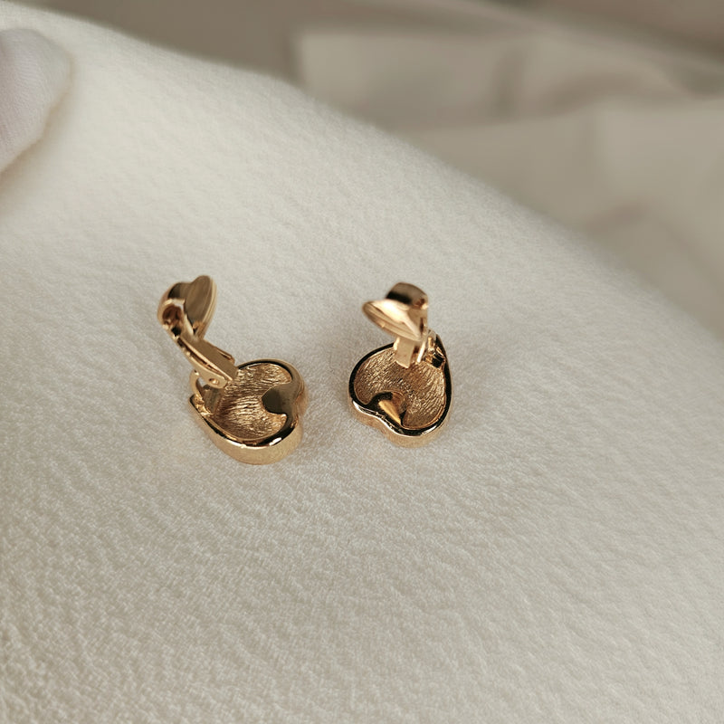 Dior Heart Clip-On Earrings, Gold Rhinestone