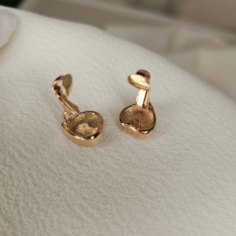 Dior Heart Clip-On Earrings, Gold Rhinestone