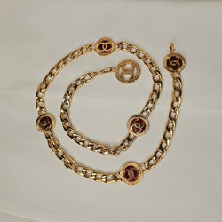 CHANEL Rare Chain Belt Red Gold