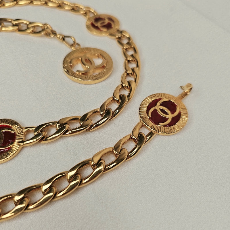 CHANEL Rare Chain Belt Red Gold