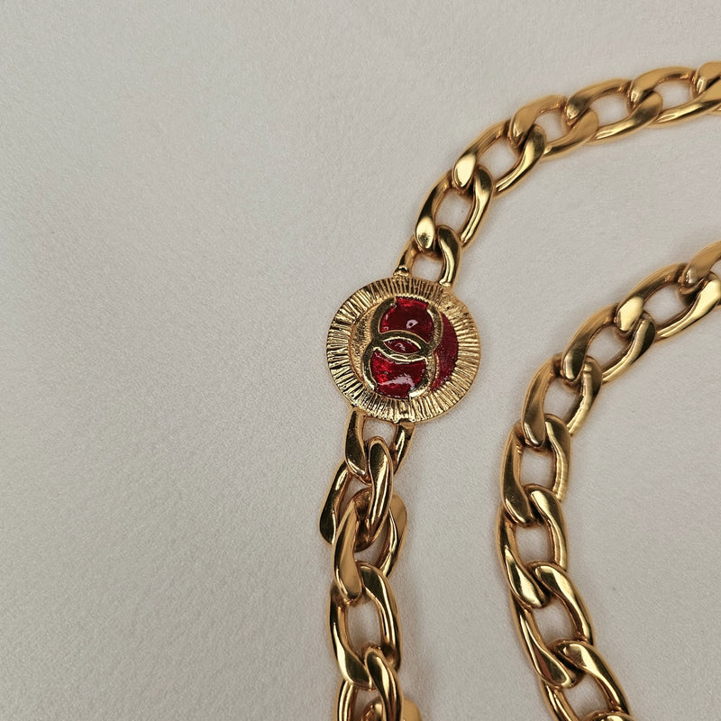 CHANEL Rare Chain Belt Red Gold