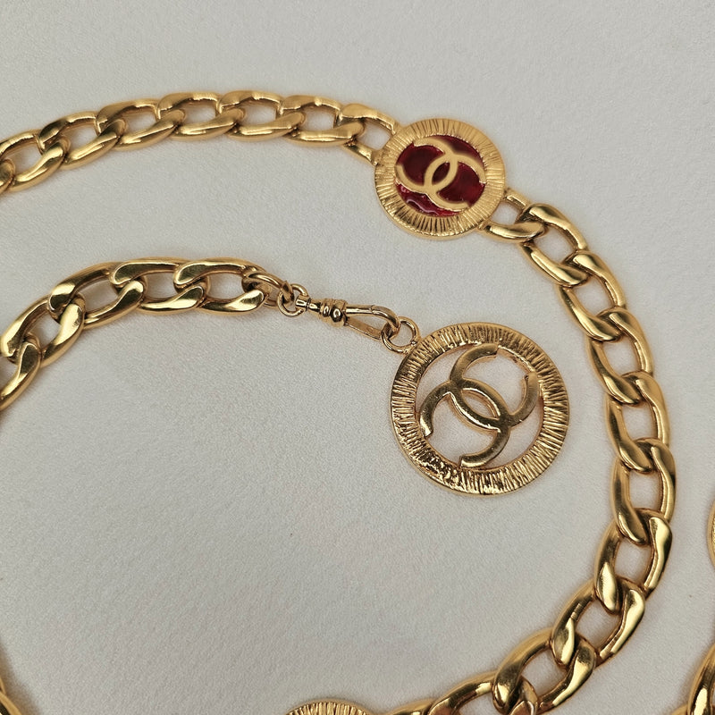 CHANEL Rare Chain Belt Red Gold