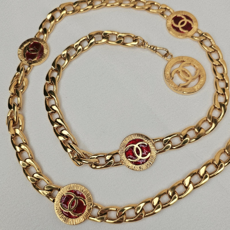 CHANEL Rare Chain Belt Red Gold