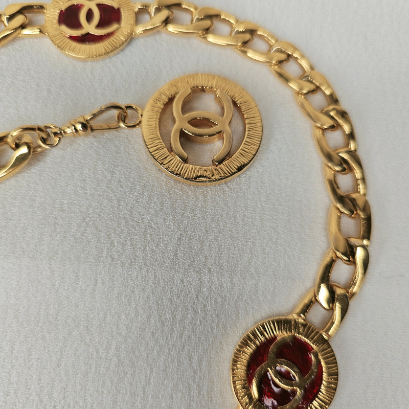 CHANEL Rare Chain Belt Red Gold