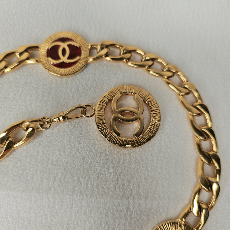 CHANEL Rare Chain Belt Red Gold