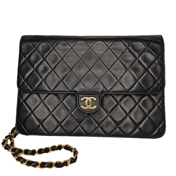 Chanel Lambskin Quilted Medium Single Flap Black Shoulder Bag, 1996-1997