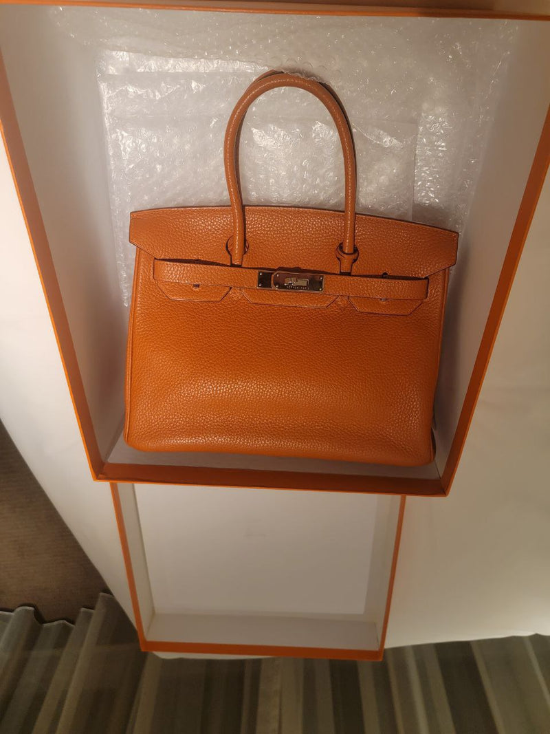 Hermès Orange Togo Birkin 30 Silver Hardware, 2005