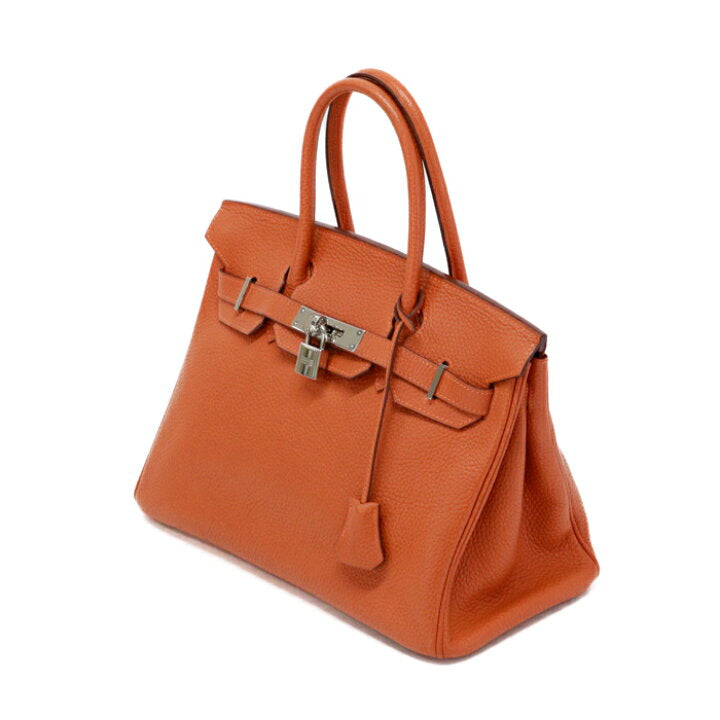 Hermès Orange Togo Birkin 30 Silver Hardware, 2005