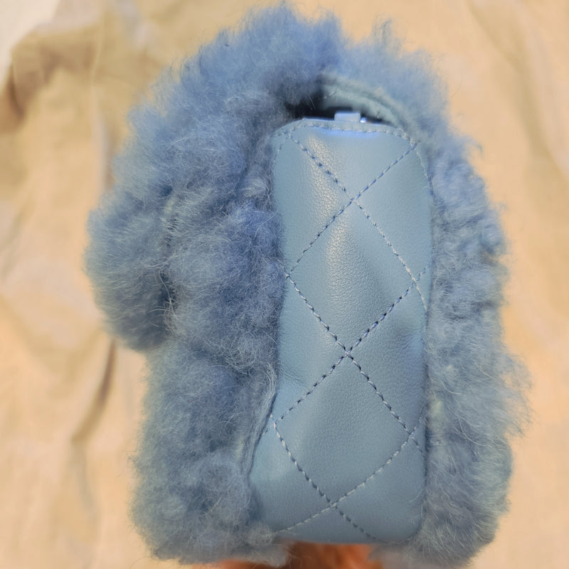 Chanel Runway bag Blue shearling fur bag