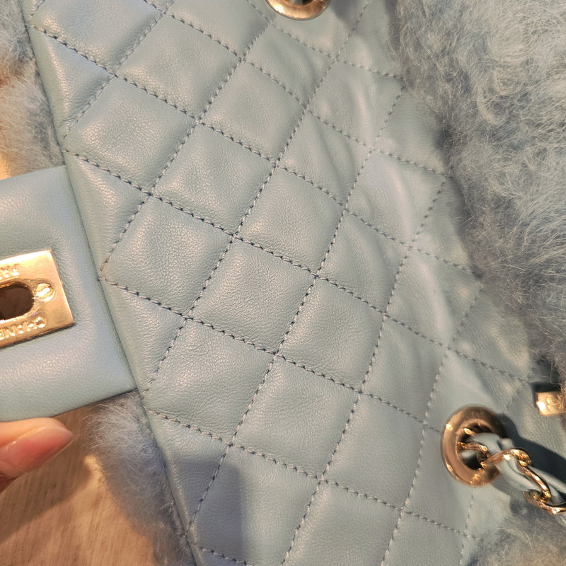 Chanel Runway bag Blue shearling fur bag