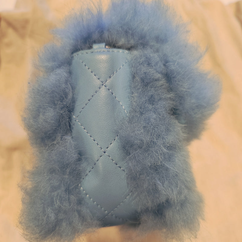 Chanel Runway bag Blue shearling fur bag