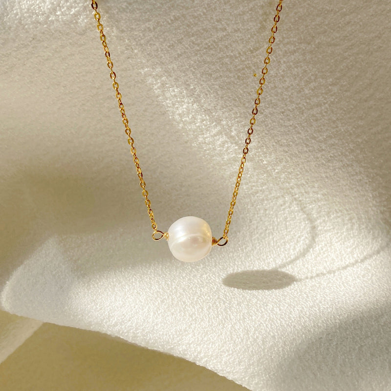 Floating Pearl Necklace (Gold Plated) - Talisa Jewelry