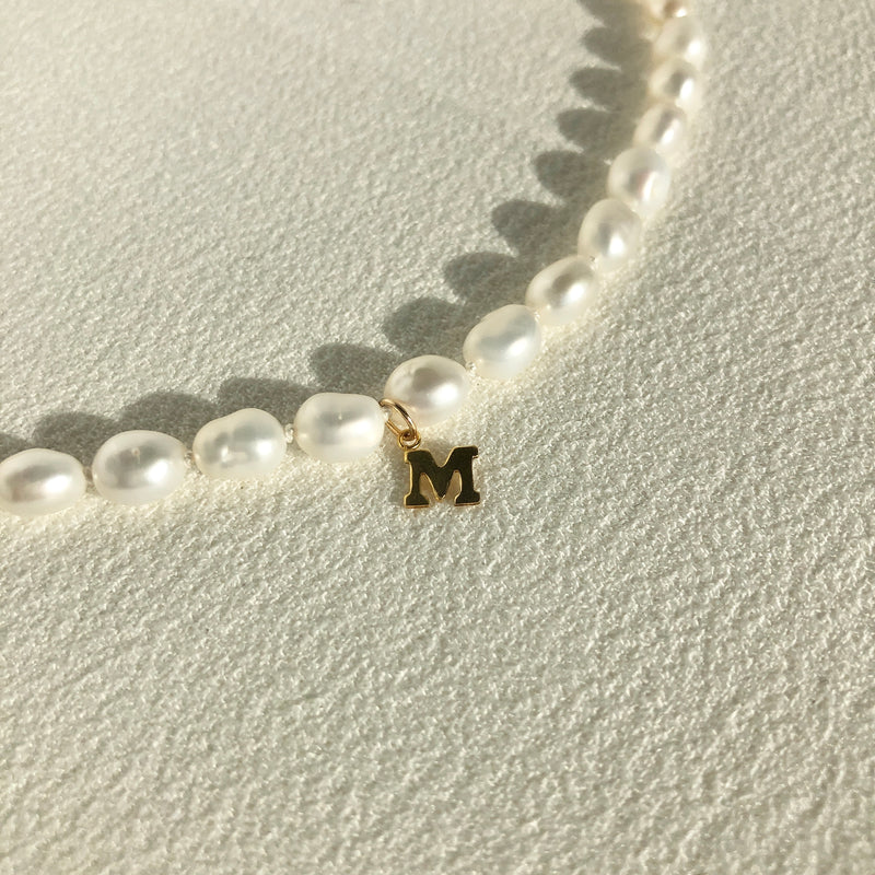 Initial White Pearl Necklace