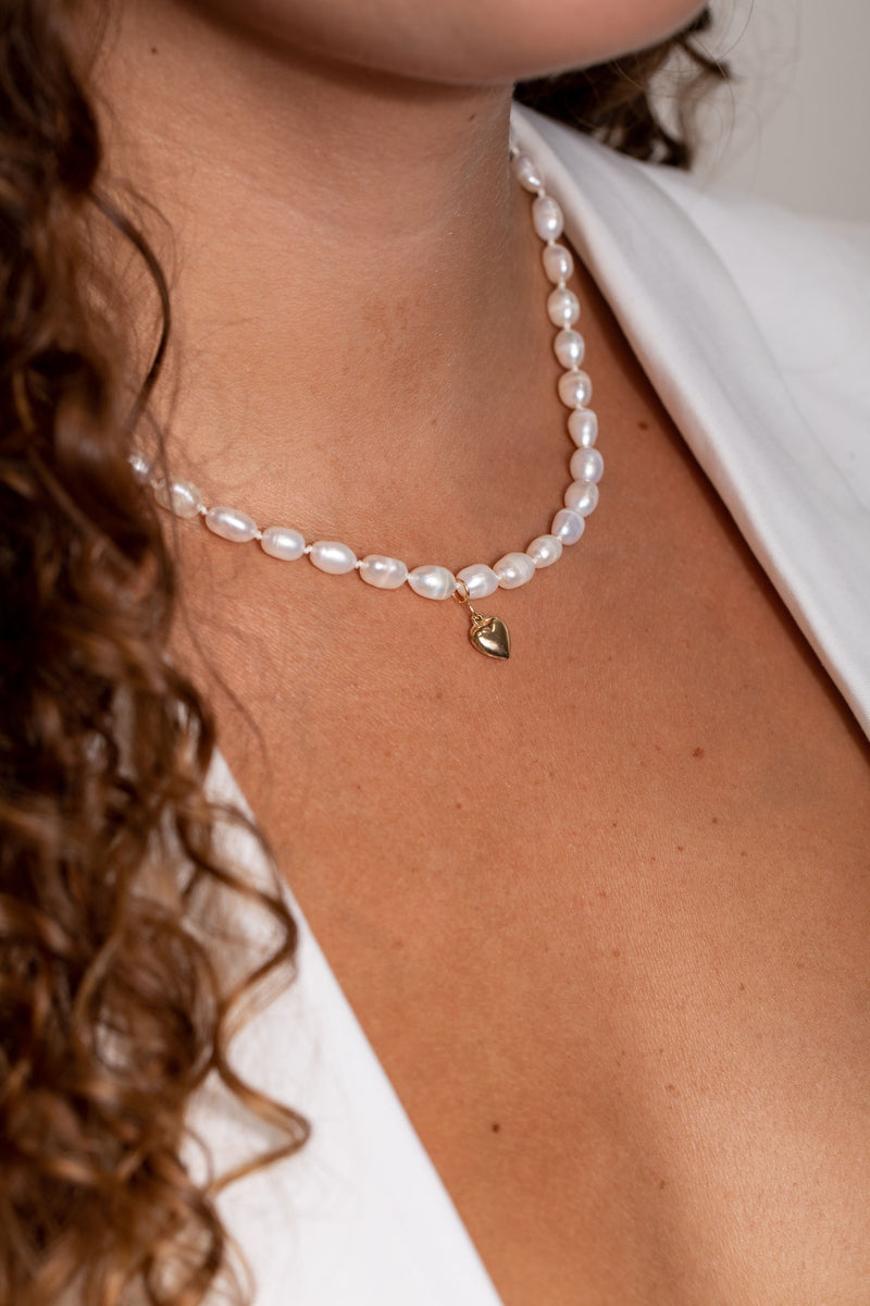 Layered Heart and Pearl Necklace